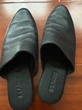 St. Agni black leather mules size 38 7 7.5 8